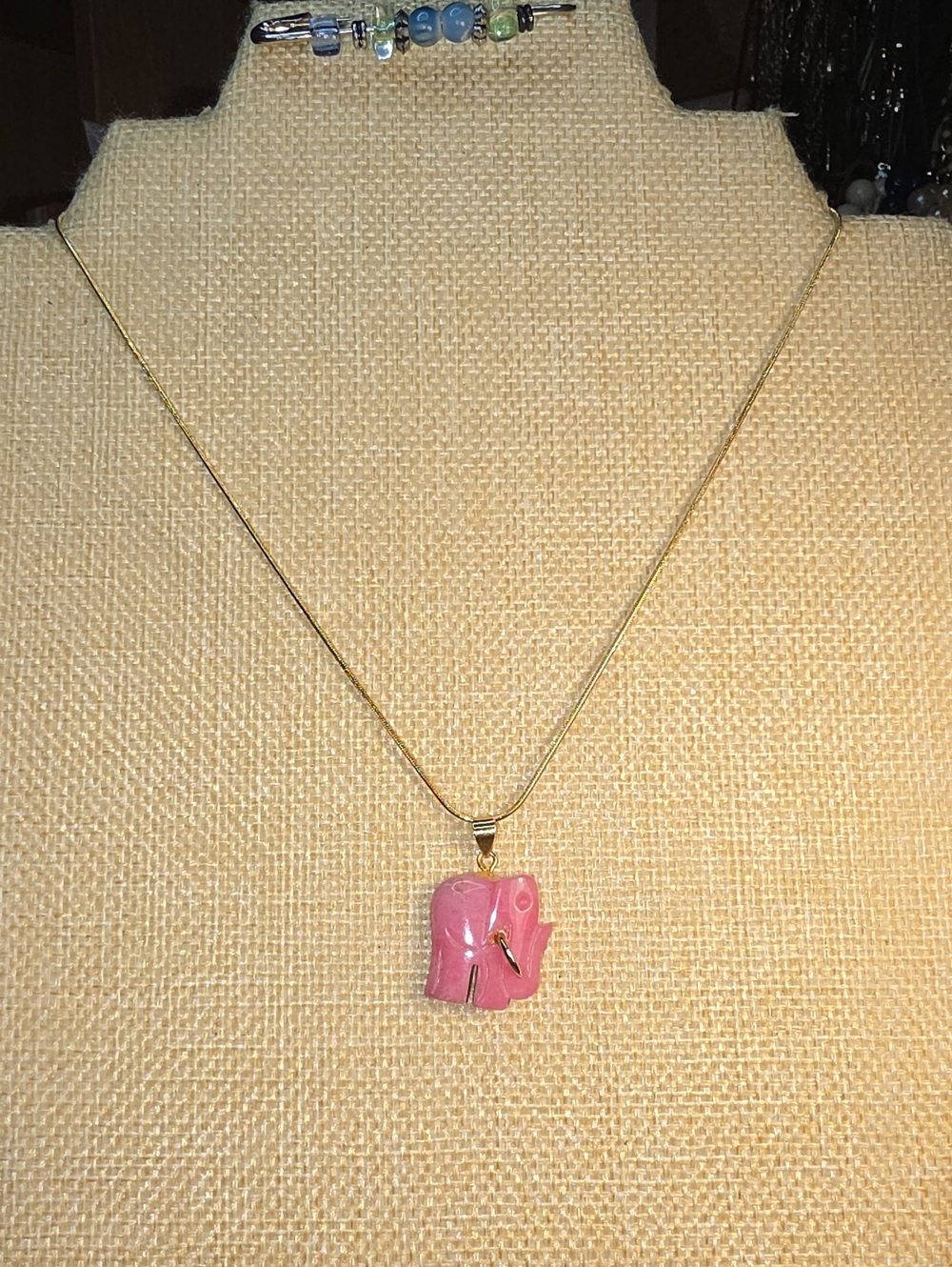 Pink Jade Elephant Pendant Necklace - Women Jewelry